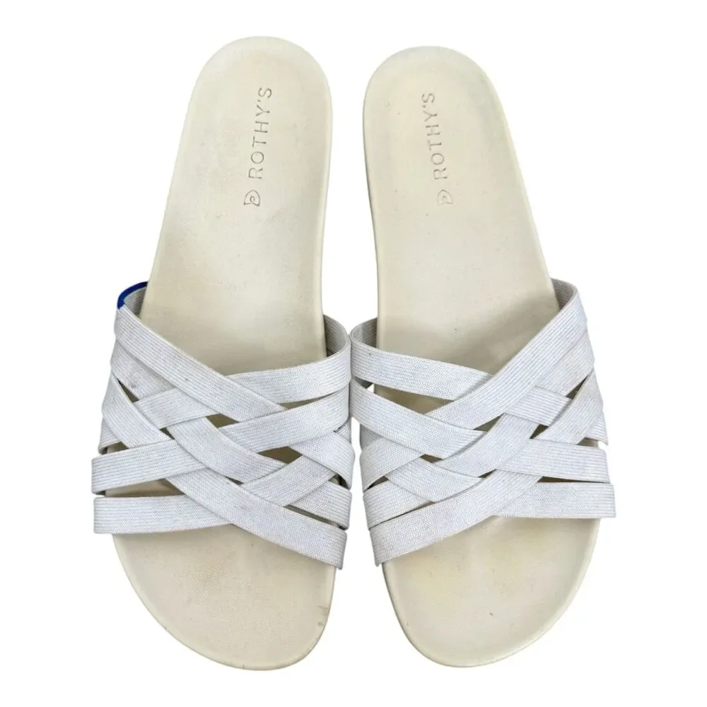 Rothy's The Slide Sandal Cloud White Womens Sz 11.5 Strappy Neutral Casual